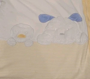 Carter's Baby Blanket Puppy Dog Bear Duck Lamb Yellow White Striped Cotton - Picture 1 of 8