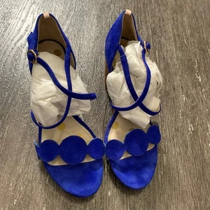Sandalias de cuña festoneadas de gamuza azul real Boden para mujer talla 37 EE. UU. 6,5 - Imagen 1 de 7