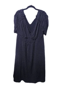 Kiyonna 2x Retro Sexy V Neck Fit Flare Dress Black White Polka Dots USA - Picture 1 of 17
