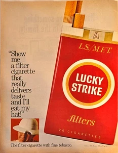 Lucky Strike Filter Zigaretten Deliver's Fine Tobacco 1966 Vintage Print Ad - Bild 1 von 1