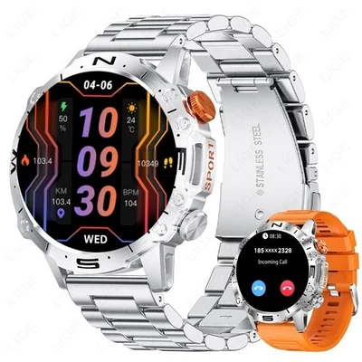 LIGE Militär Smartwatch Herren Anruf Herzfrequenz Pulsuhr Fitness Tracker Wasserdicht