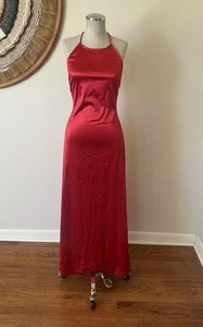 Vestido de fiesta satinado brillante discoteca sin espalda rojo carabella vintage años 90 para mujer S - Imagen 1 de 11