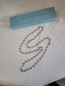 Prüfstein Swarovski Kristall blau Aurore Boreale Lünette Chanelle 36" Halskette - Bild 1 von 4