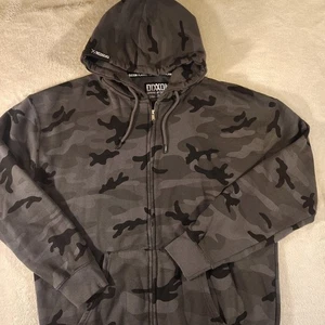Dixxon Hoodie Mens XL Black Grey Camouflage Full Zip Outdoor Athleisure Casual - Picture 1 of 19
