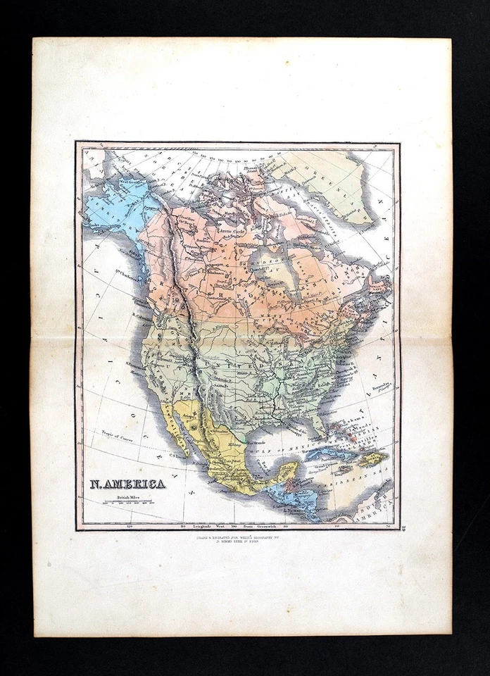 Mapa 1848 D Nimmo América del Norte Territorios de Estados Unidos México Canadá Alaska Foto 1 de 4