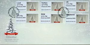 Gibraltar Christmas Stamps 2020 FDC Post & Go GI04 BNGI20 Trees 6v S/A Strip - Picture 1 of 1