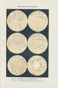 Mars Aufnahmen nach Schiparelli LITHOGRAPHIE von 1898 ASTRONOMIE - Picture 1 of 1