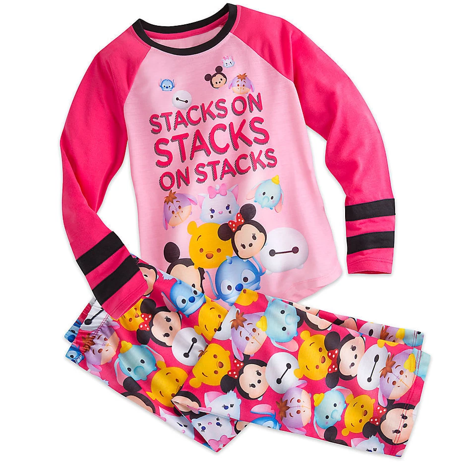 Disney Store Tsum Tsum Girls PJ's Pajamas Size 7/8 Minnie Mickey Marie Eeyore ! - Image 1 of 1