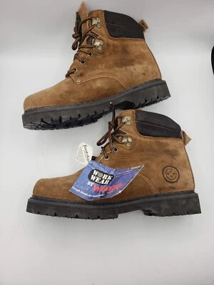 Wrangler Men's 7 Work Wear Lace Up Steel Toe Mid Safety Boots Tan Suede - Image 1 of 4