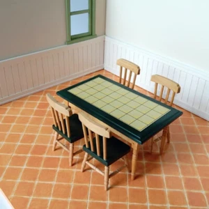 5PC 1/12 Scale Dollshouse Miniatures Furniture Vintage Dining Table Chair Decor - Picture 1 of 2