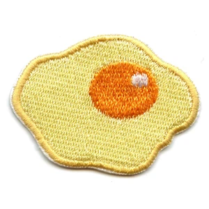Small Fried Egg Embroidered Iron On Patch - Picture 1 of 2