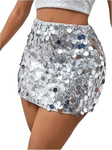Women's Sequin Mini Skirt Sparkly High Waisted, Size: M - Picture 1 of 5