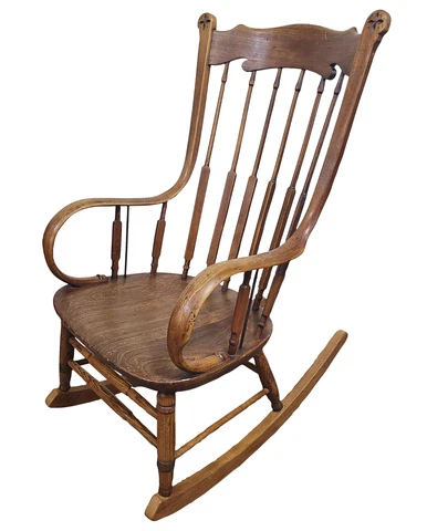 Antique AMERICAN 19th C Spindle Carved OAK Windsor Bentwood ROCKING ARM CHAIR Cover