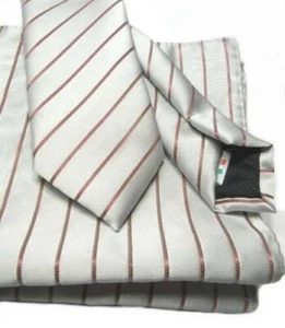 Corbata Y Clutchbag Hombre Rayas Ceremonia Gris Perla Row Burdeos Completo - Imagen 1 de 2