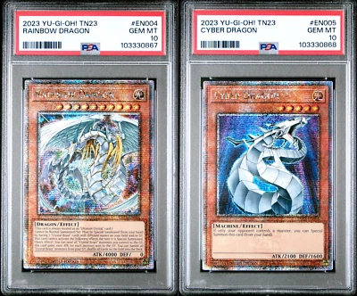Rainbow + Cyber Dragon PSA 10 TN23-EN004 Quarter Century Secret Rare Sequential - Image 1 of 4
