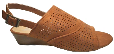 Zapatos sandalia de cuña DIBA Of LONDON cómodos talla 10 coñac honda trasera NUEVO Foto 1 de 4