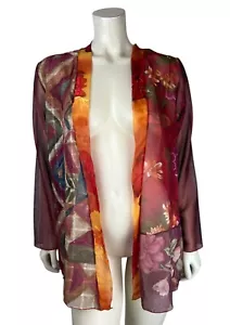 Vintage Lee Andersen Wearable Art Cardigan Jacke Patchwork Print Floral Seide - Bild 1 von 11
