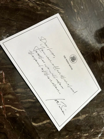 SIGNED Personalized Joe Biden Handwritten Card Display Cover