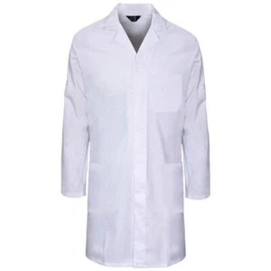 Abrigo de laboratorio clásico estándar unisex con tachuelas blanco poli algodón - Imagen 1 de 1