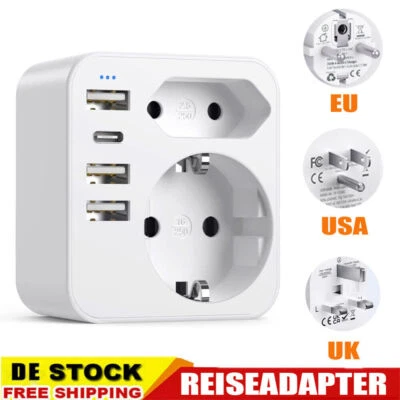 6-IN-1 USB Reiseadapter for USA/UK Steckdose Adapter für Kanada Thailand Irland - Bild 1 von 4