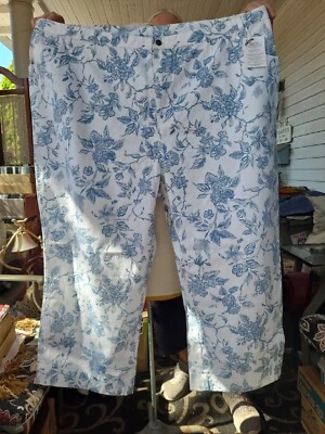 Main Street Blue Mujer Talla 32 Azul Tiro Bajo Pierna Capri Algodón Elástico 47 Cintura Foto 1 de 3