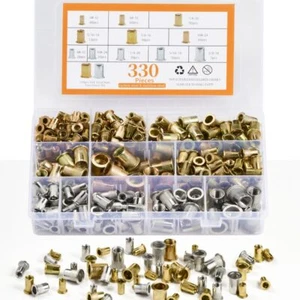 330 Stck. SAE Nietmuttern Sortiment Kit - Kohlenstoffstahl & Edelstahl Nietmutter... - Bild 1 von 3