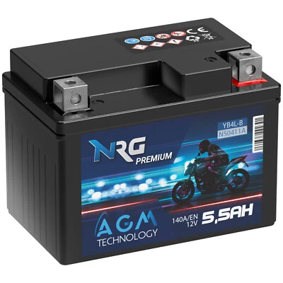 NRG YB4L-B AGM Roller Batterie 5,5Ah 12V  CB4L-B 50411 YB4L-A 12N4-3B ers 4Ah - Bild 1 von 4