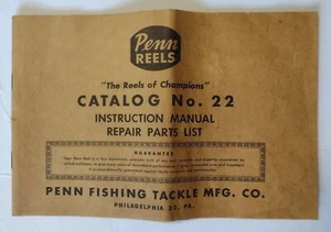 Vintage PENN REELS KATALOG Nr. 22 Bedienungsanleitung und Reparatur Teileliste - Bild 1 von 5