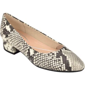 Caldise Ivory Snake Print Leather Easy Spirit Low Heel Pumps - Picture 1 of 7