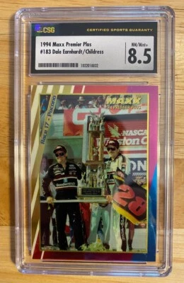 1994 Maxx Premier Plus, Dale Earnhardt/Childress # 183, CSG Graded: NM/Mint 8.5 - Image 1 of 2