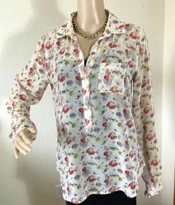 Ann Taylor Loft Shirt Floral Sheer Long Sleeve Small - Picture 1 of 5