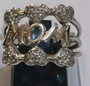 Ring Mom Sterling Silver 925  Stamp Stone Cristal Zirconia - Picture 1 of 8