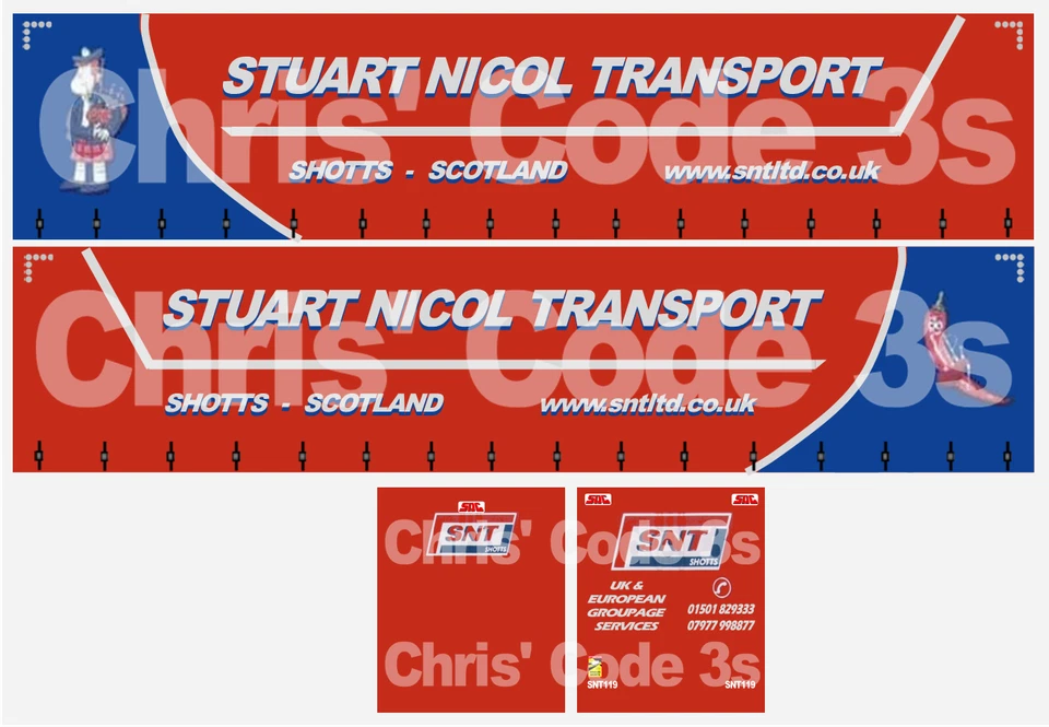 Code 3 Adhesive Vinyl Trailer Decals - Stuart Nicol - 1/50 1/64 1/76 1/148 - Image 1 of 1