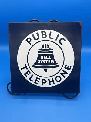 Original Bell System Pubic Telephone Porcelain Flange Sign - 11 x 11 - Image 1 of 3
