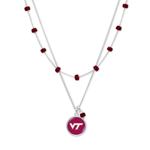 Virginia Tech Hokies Ivy Necklace Silver Chain Jewelry Gift VT Cover