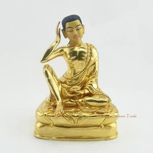 Estatua de cobre pintada a mano cara dorada de oro tallada a mano frm Patan Nepal - Imagen 1 de 4