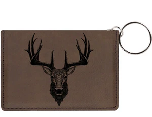 Portafoglio Portachiavi Big Horned Buck Incisione Laser Similpelle - Foto 1 di 18