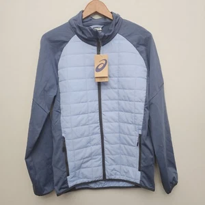 Giacca ibrida uomo ASICS full zip blu taglia small corsa atletica nuova con etichetta - Foto 1 di 10