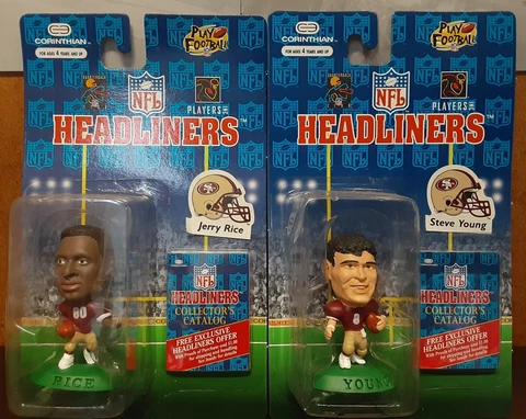 (2) Corinthian NFL Headliners San Francisco 49ers • 3" Steve Young & Jerry Rice Cover