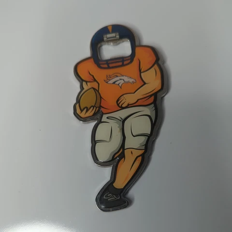 Vtg Denver Broncos football metal magnetic bottle opener Cover