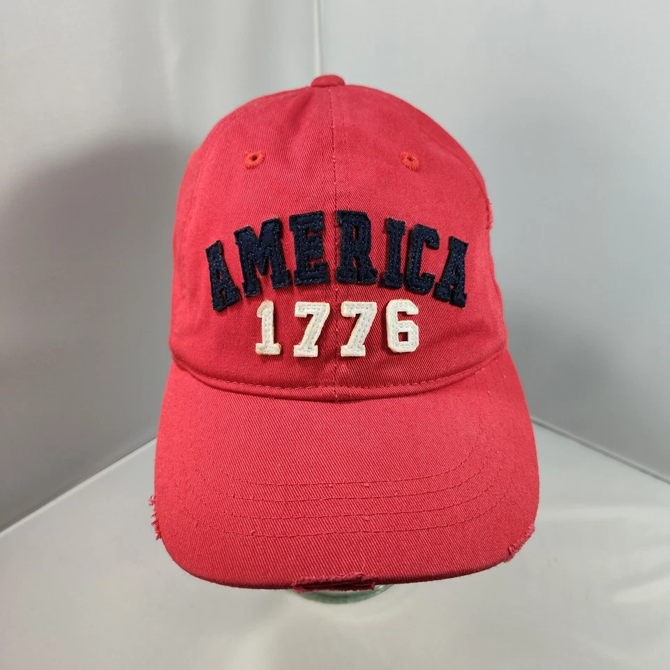Gorra de béisbol America 1776 roja de algodón envejecido bordada pesada Foto 1 de 4