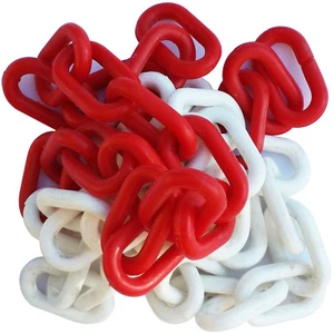 Catena Segnaletica in Plastica Moplen Ø 8mm a Maglia Ovale Colore Bianca e Rossa - Foto 1 di 2