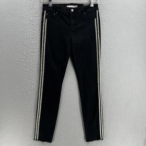 Tractr Jeans Mädchen 16 schwarz Mid Rise Ankle Skinny Fit roher Saum Smoking Streifen Edelstein - Bild 1 von 12