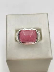 PLATA ESTERLINA 925 PIEDRAS PRECIOSAS ROSA 4mm BANDA DE FLORES TALLA 7 ANILLO 8,6g - Imagen 1 de 11