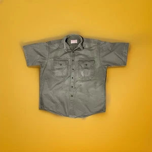 Vintage CC Filson Hemd Herren Large Khaki 100% Baumwolle Knopfleiste FLECKEN - Bild 1 von 11