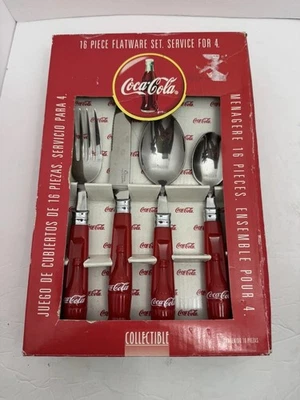 Coca-Cola 16 Piece Flatware Set Coke Bottle Contour Pattern by Gibson 1997 - Image 1 of 4