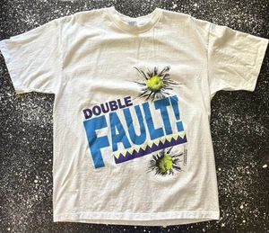 VTG 90’s Tennis Ball Break Thru Double Fault XL Single Stitch T-Shirt 2-Sided - Picture 1 of 4