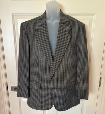 Tallia ~ Blazer Abrigo Deportivo de Lana a Cuadros Ojo de Pájaro Azul/Beige Para Hombres ~ Talla 44 R Foto 1 de 4