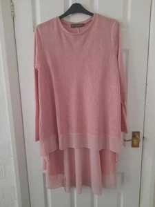 QED London Asymmetric Pink Long Sleeve Longline Women Top Size M - Picture 1 of 6
