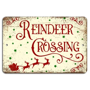 Rustic Reindeer Crossing Sign: Vintage Charm for a Festive Touch - Picture 1 of 1